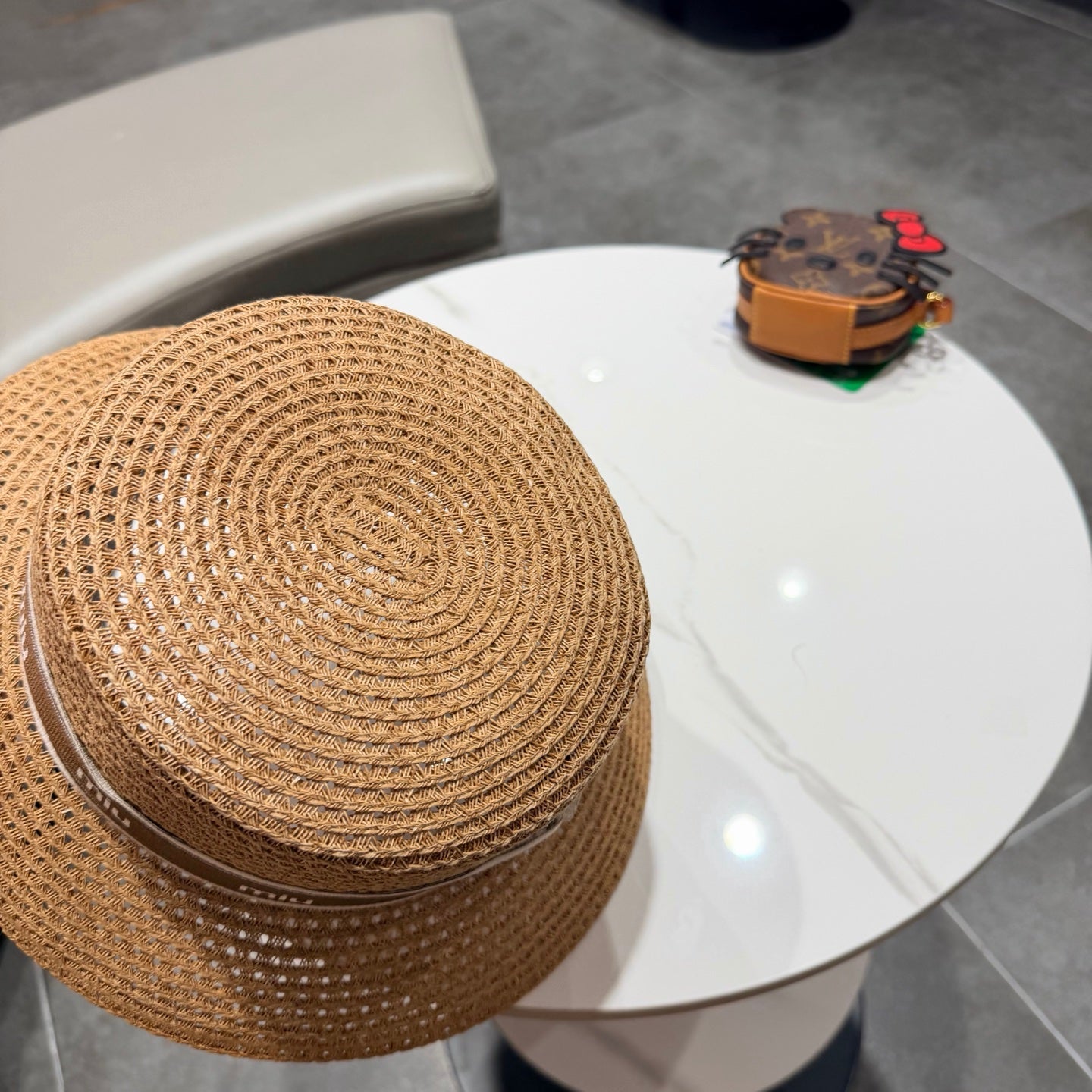 Miumiu Bucket Hat Camel Brown in Straw 205586