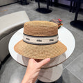 Miumiu Bucket Hat Camel Beige in Straw 205585