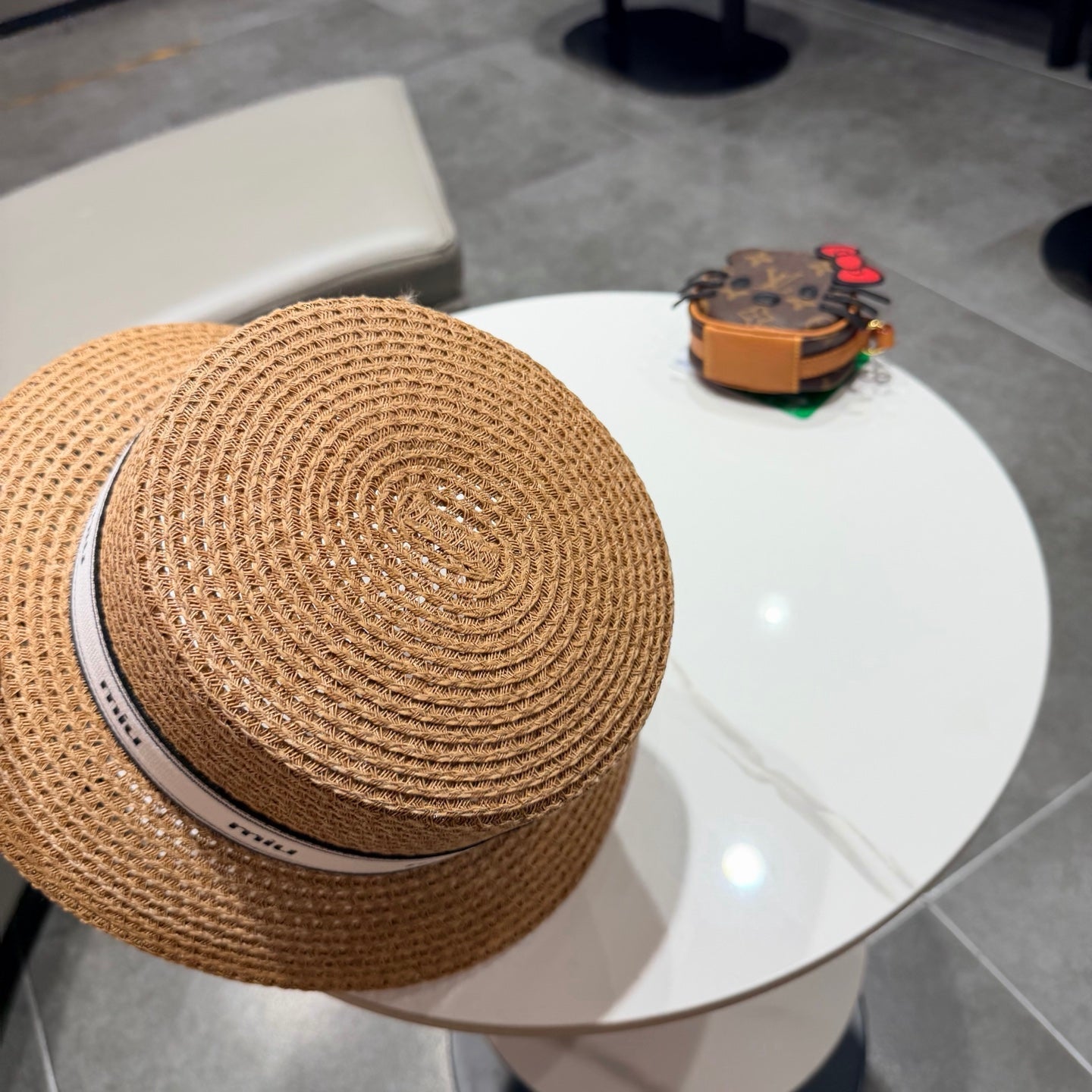 Miumiu Bucket Hat Camel White in Straw 205584