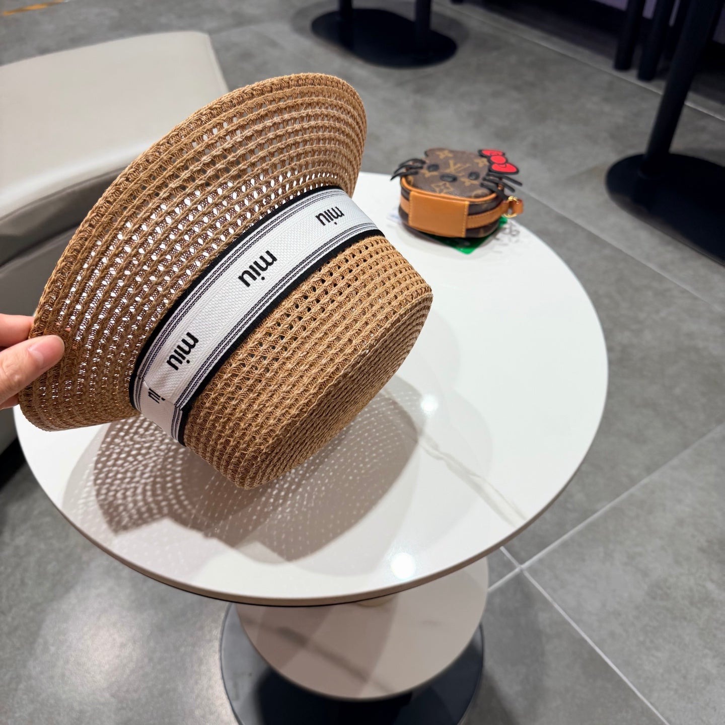 Miumiu Bucket Hat Camel White in Straw 205584