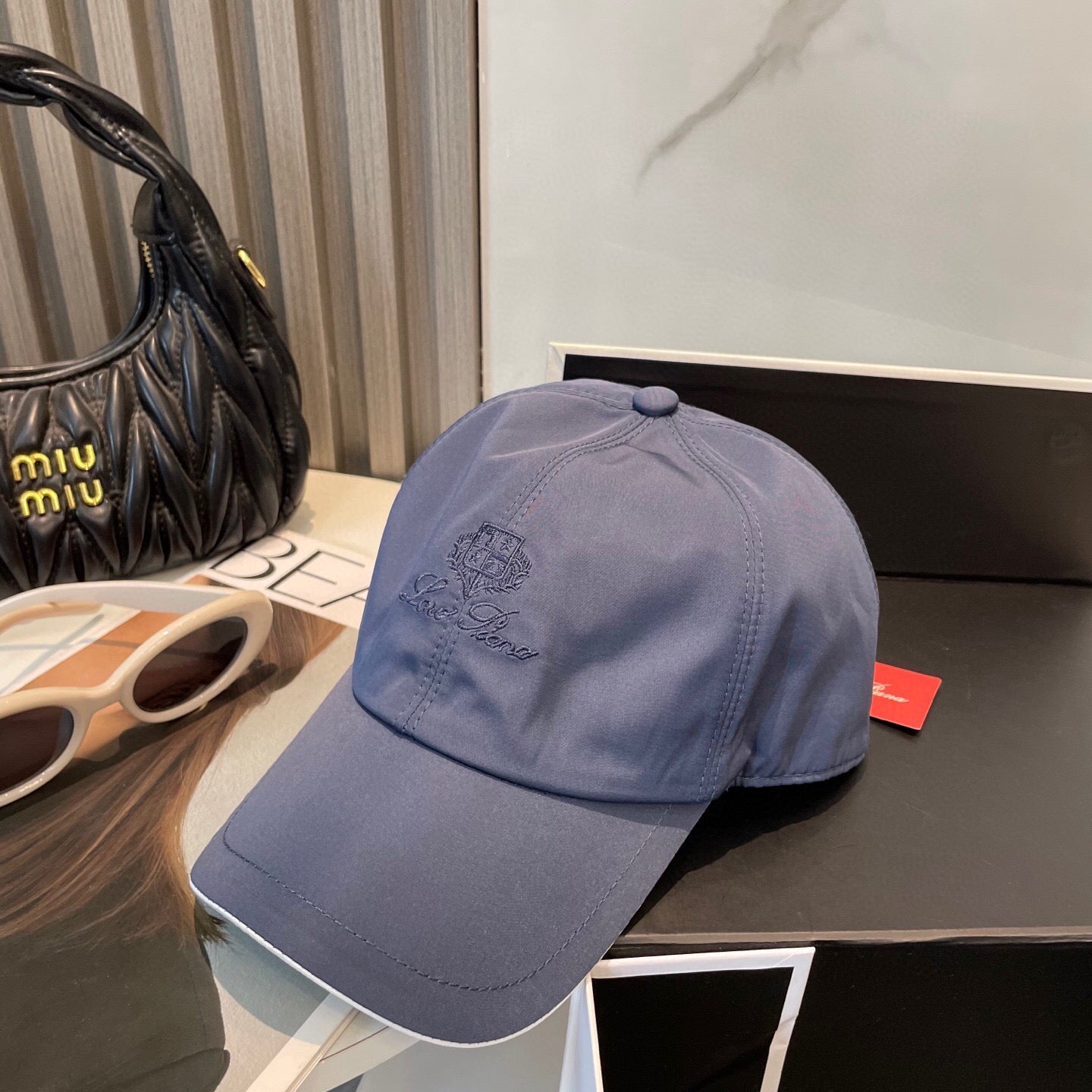 LP BASEBALL CAP IN BLUE NYLON FABRIC