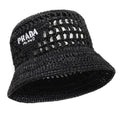 Prada Raffia Woven Black Bucket Hat