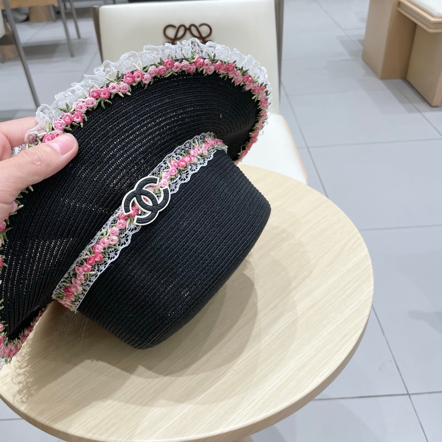 Chanel Flat-Top Straw Hat