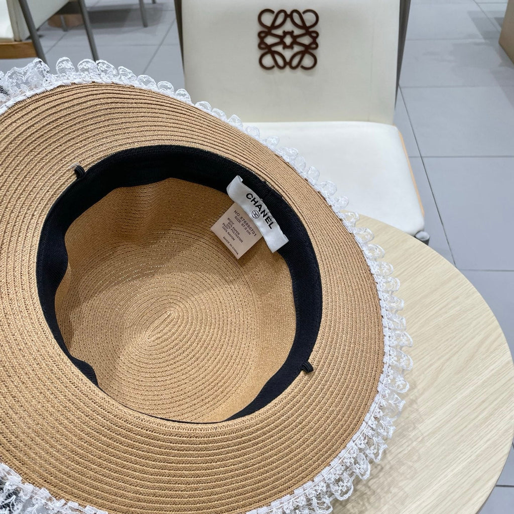 Chanel Flat-Top Straw Hat