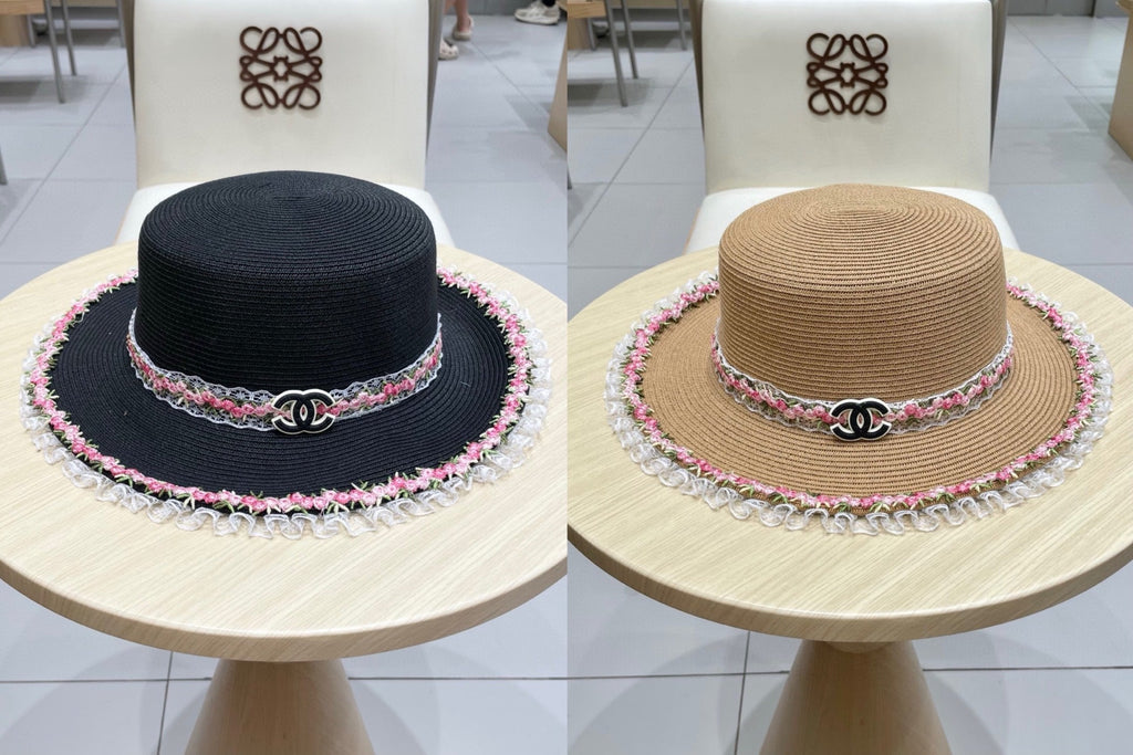 Chanel Flat-Top Straw Hat