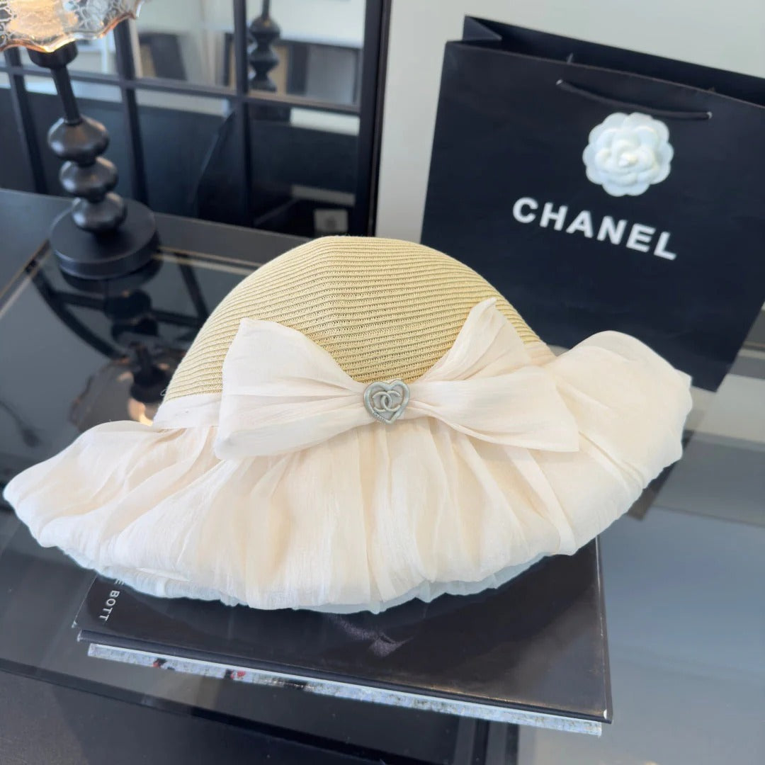 CC Bow-tie Beige Cream Bucket Hat 269014