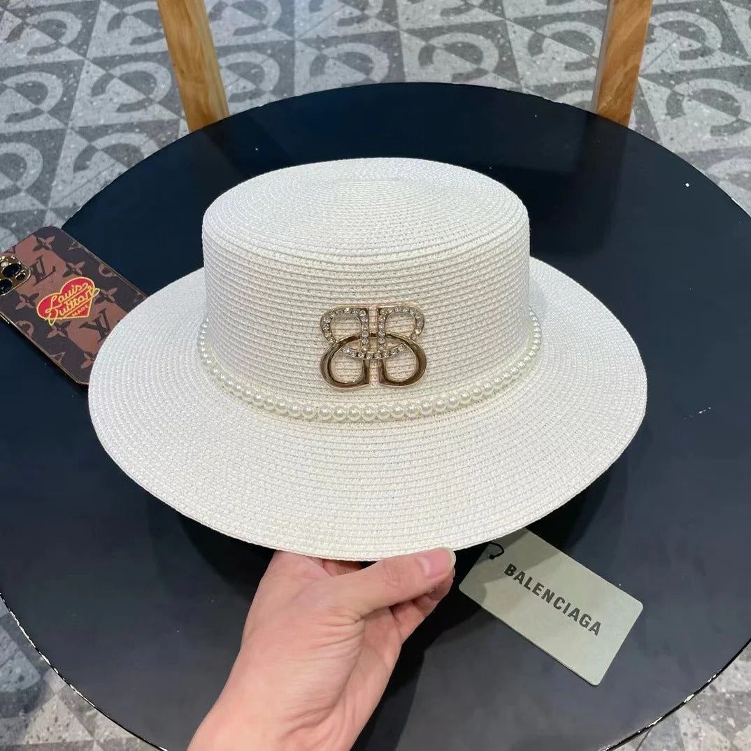 Balenciaga Logo Straw Hat 219086