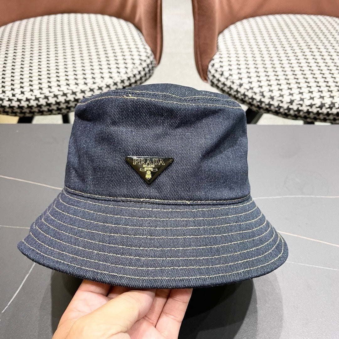 Prada Bucket Hat Blue Cotton 219148