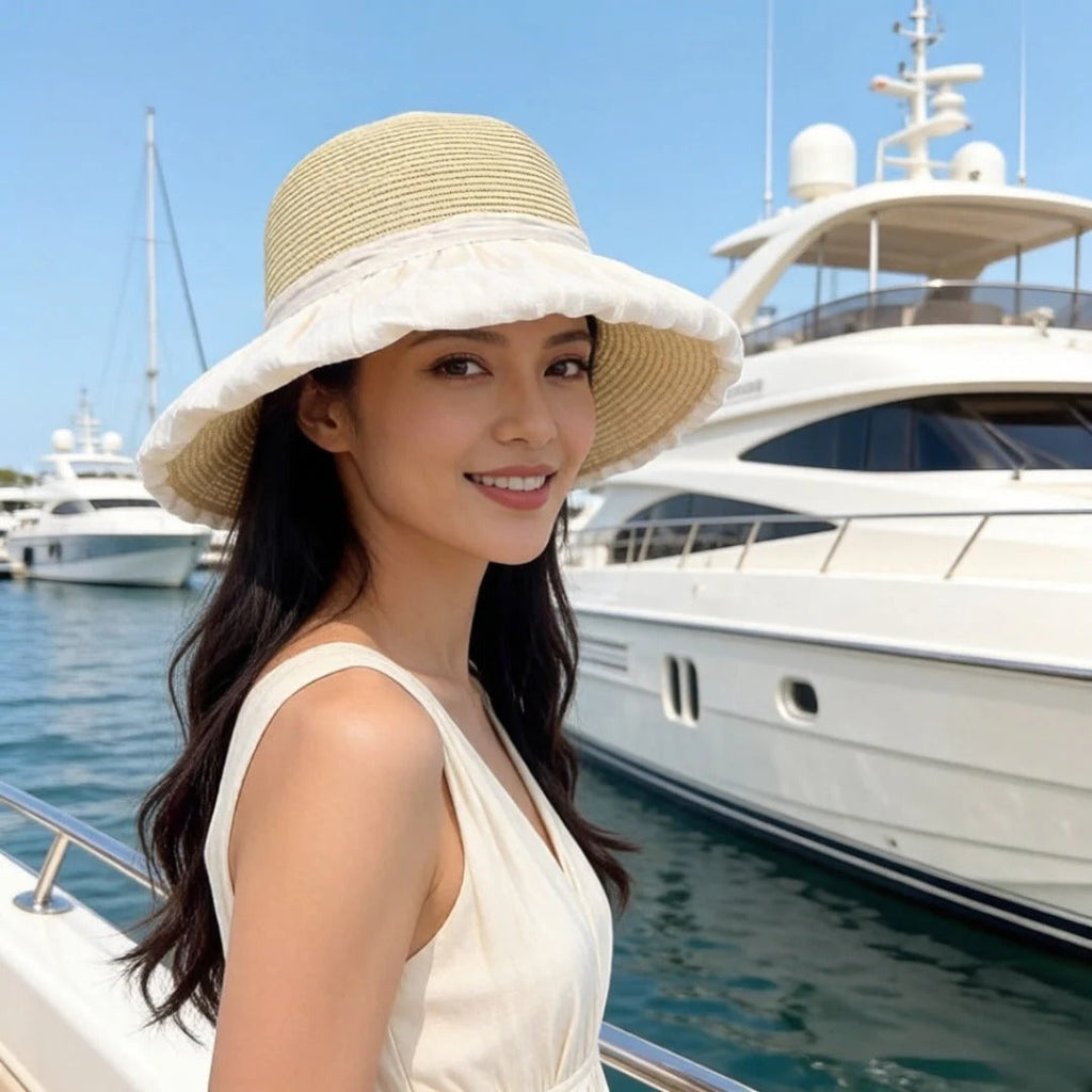 CC Bow-tie Beige Cream Bucket Hat 269014