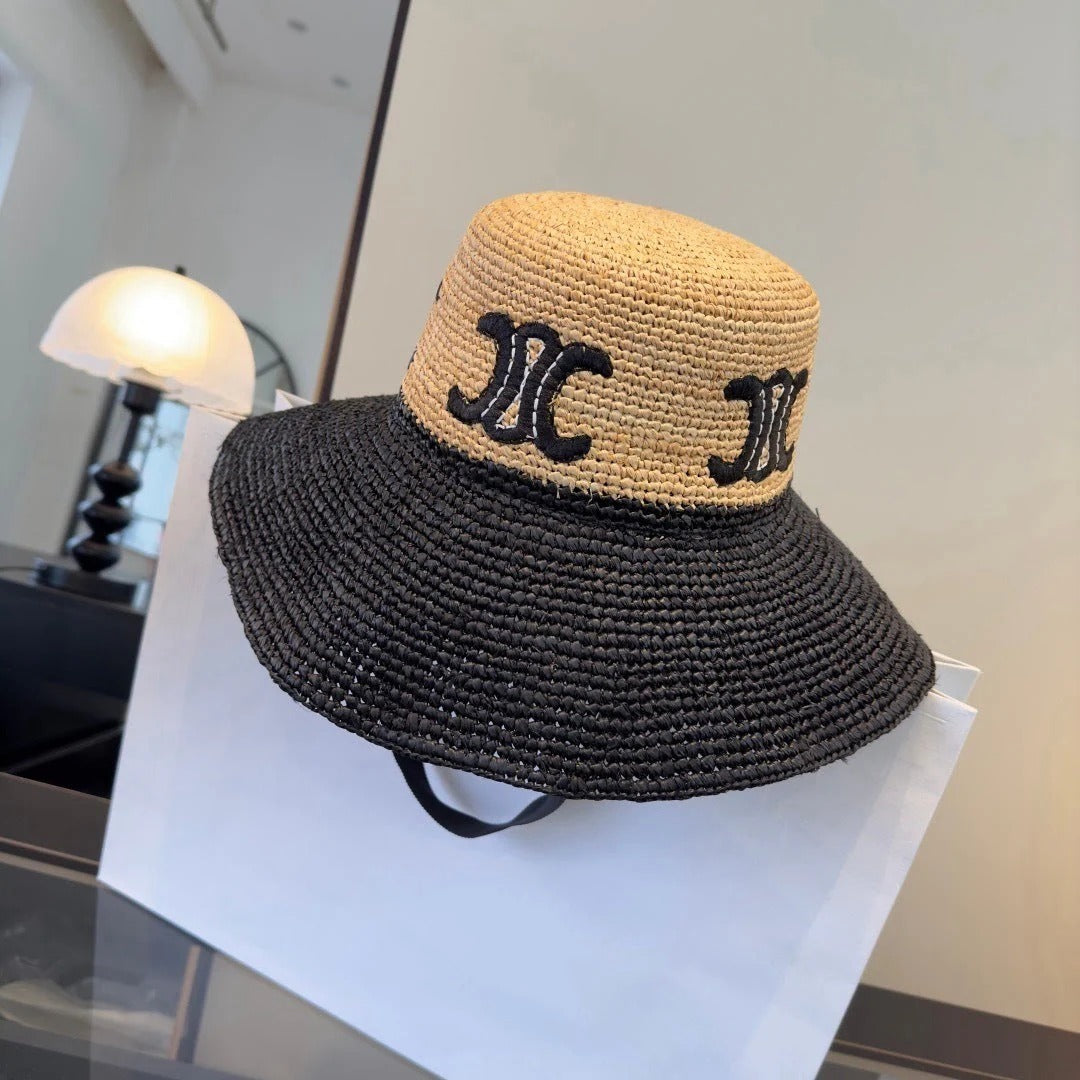 CL Raffia Black Beige Straw Hat 269031