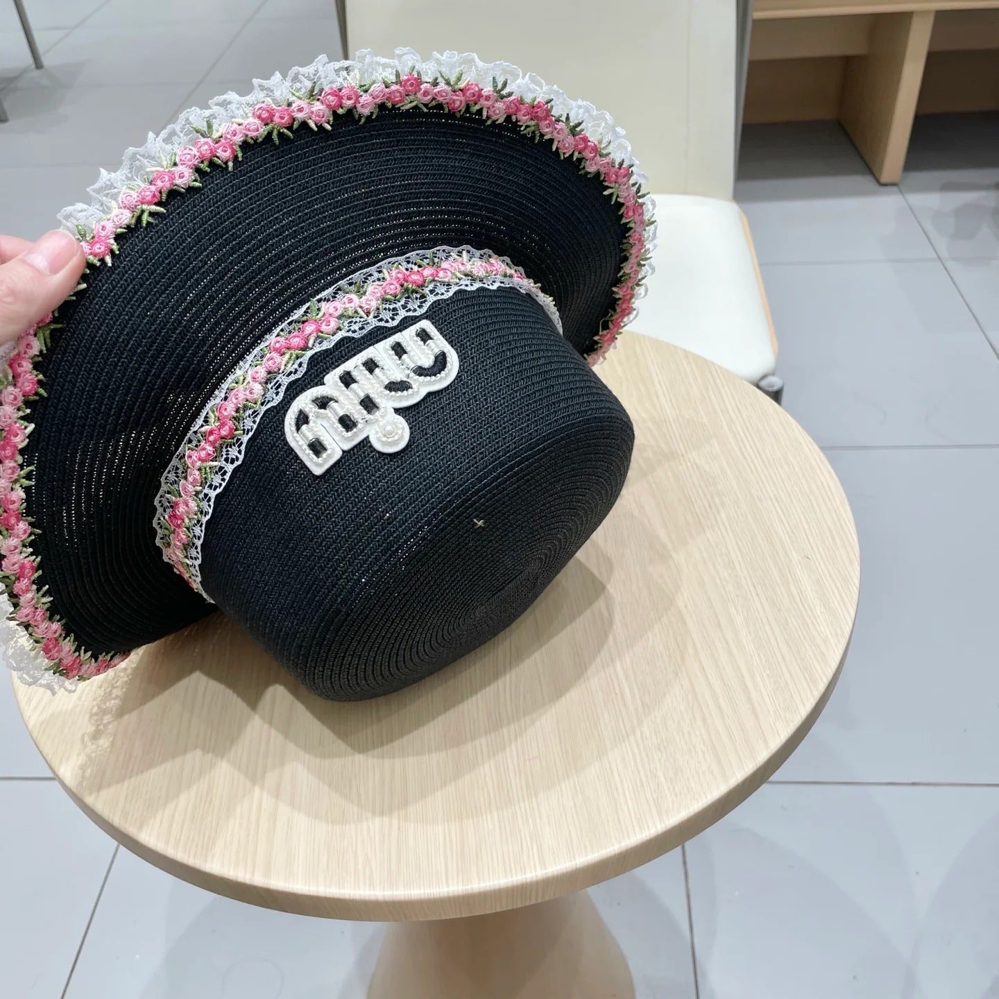 Miumiu Braided Straw-trimmed Bowl Hat 219091