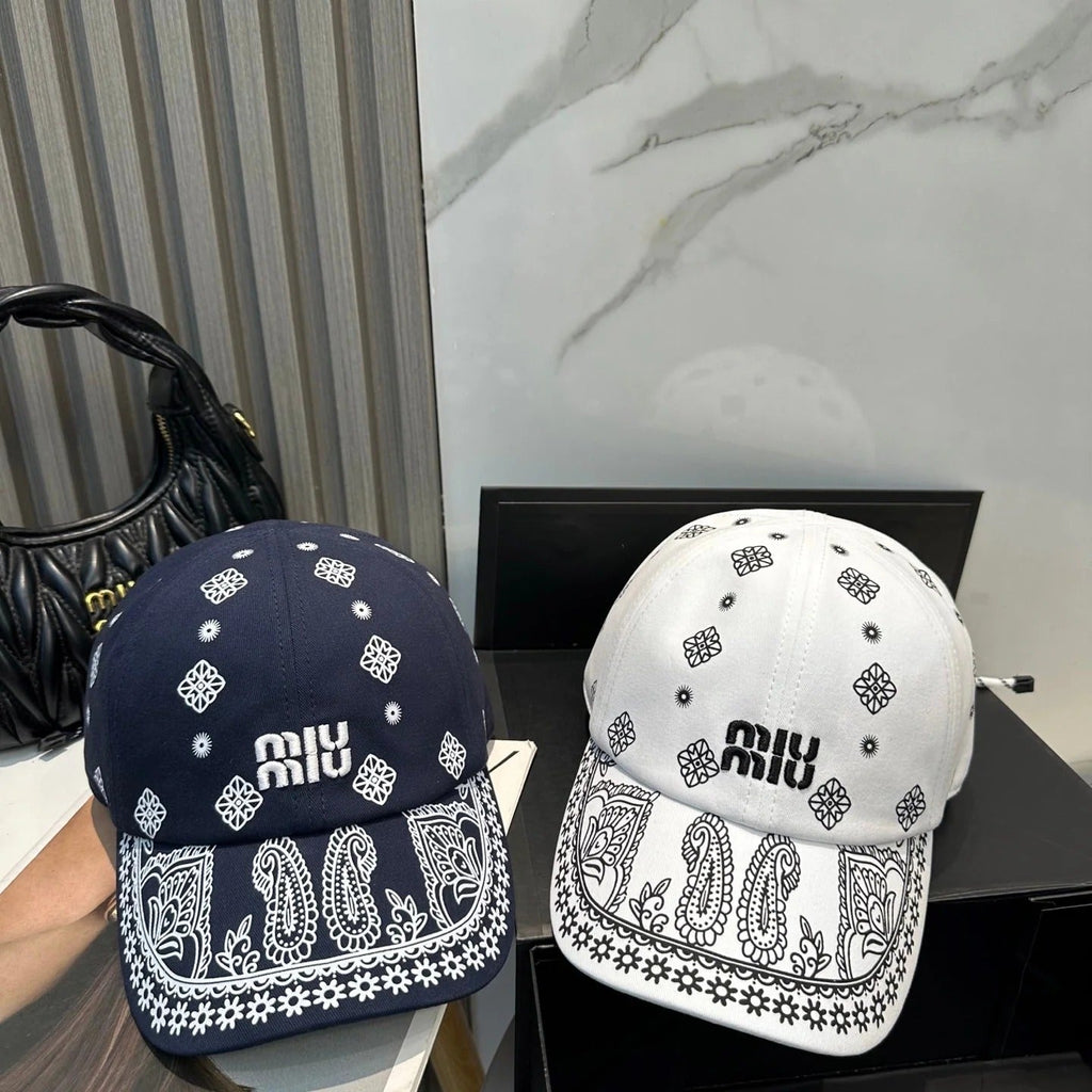 Miumiu Bandana Pattern And Embroidered Logo Hat 229398
