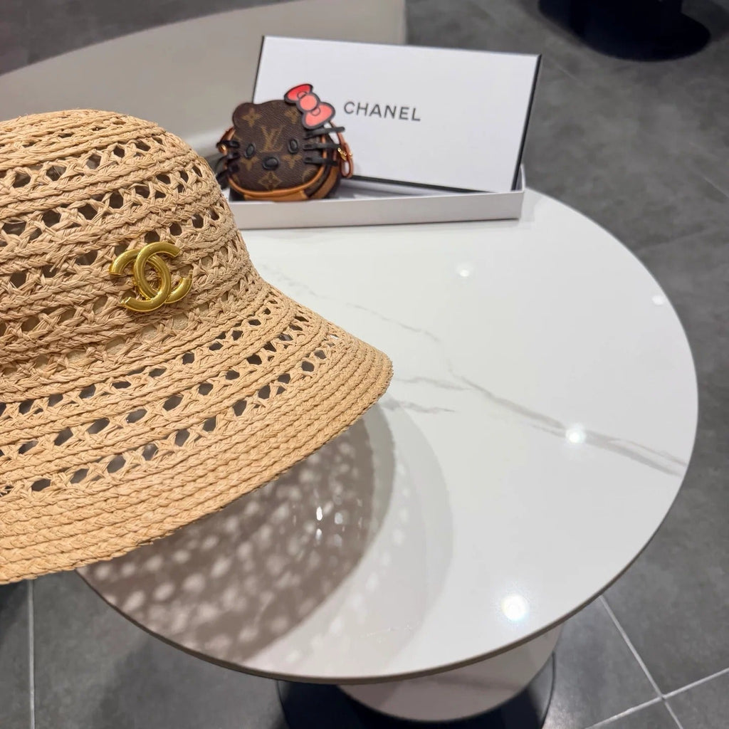 Chanel Hollowed-out Bow Straw Hat