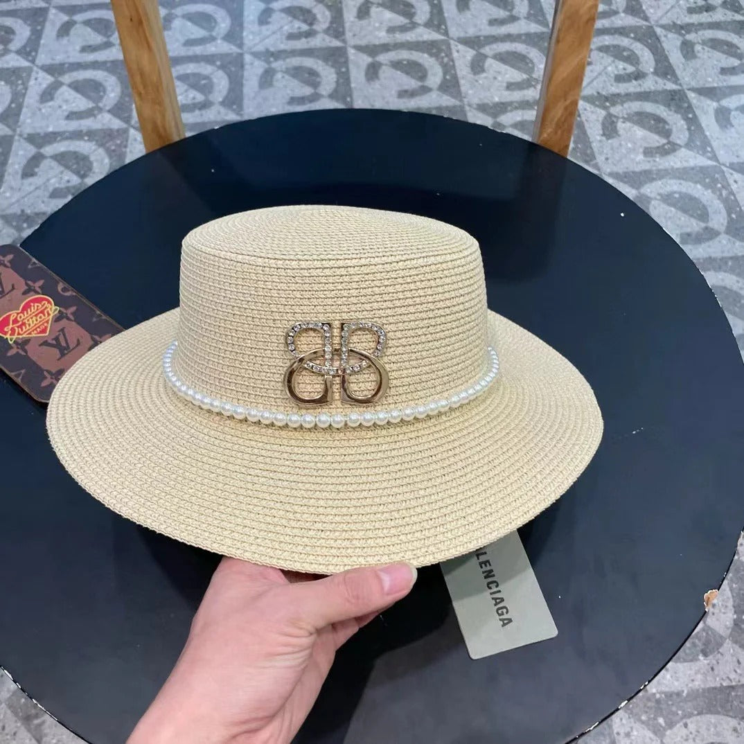 Balenciaga Logo Straw Hat 219086