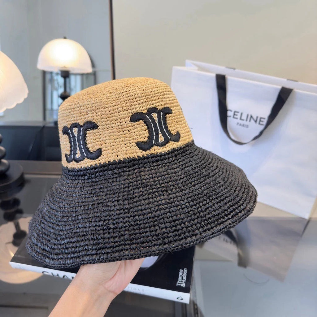 CL Raffia Black Beige Straw Hat 269031