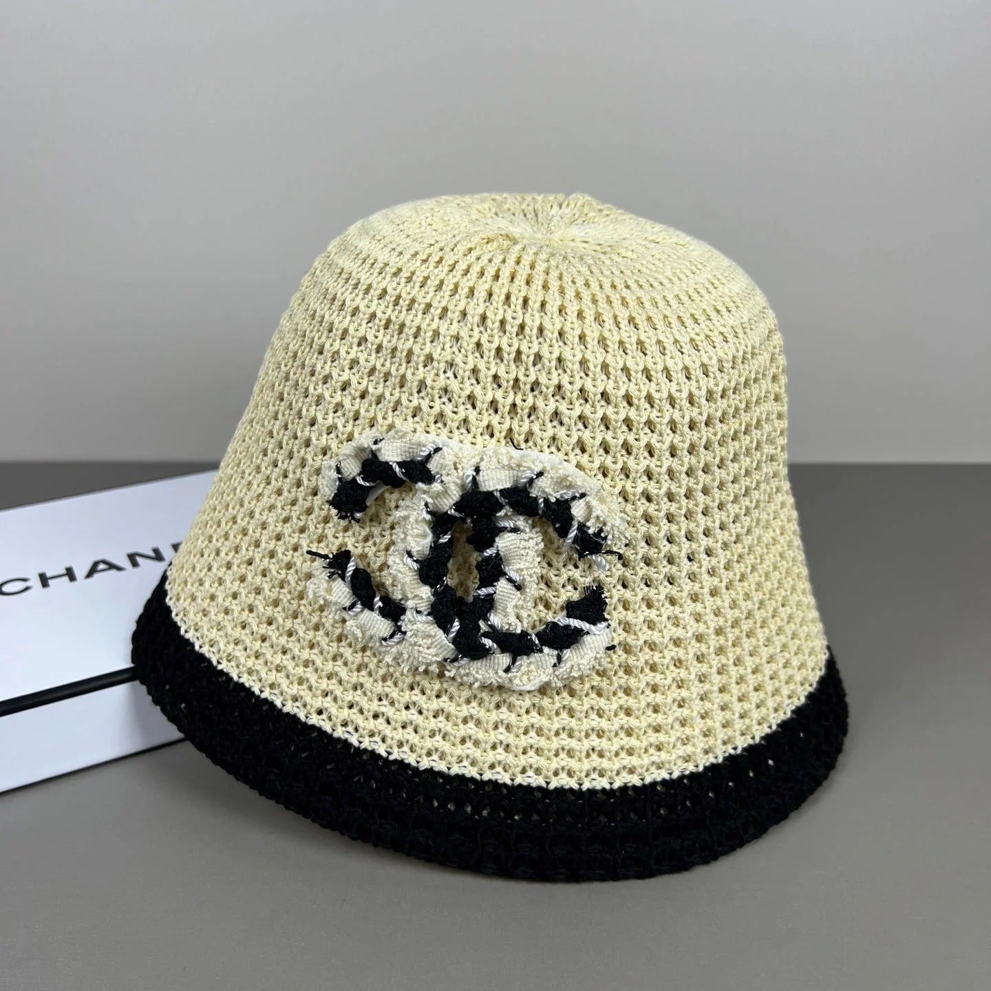 Chanel Knitted Lace Bucket Hat Wool 237353