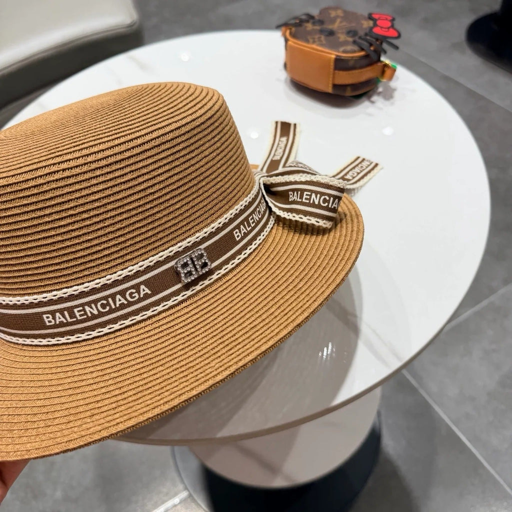Balenciaga Flat-top Straw Hat 219134