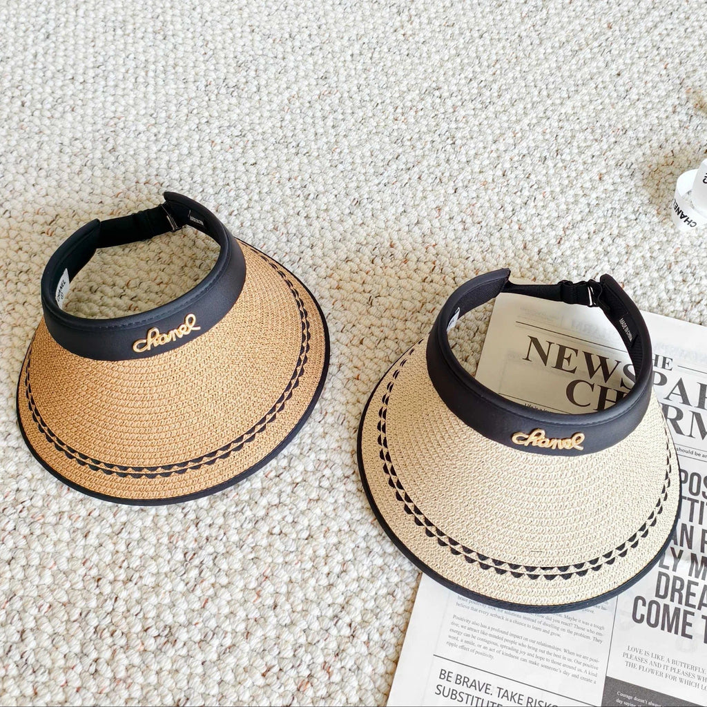 Chanel Sun Hat with Visor Straw Fabric 237221