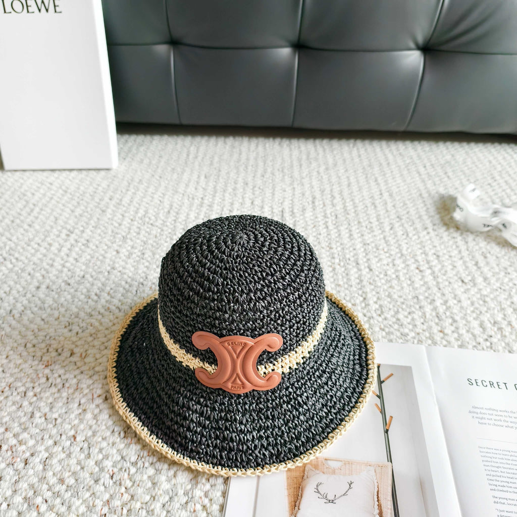 Celine Arc de Triomphe Bucket Hat Woven Leather 237207
