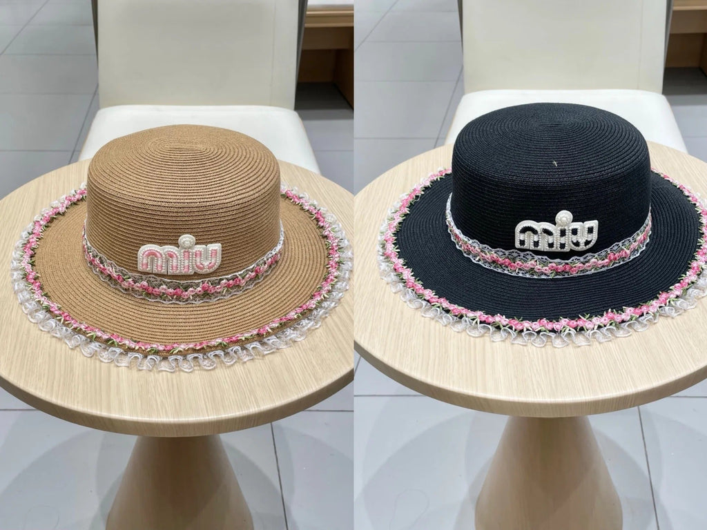 Miumiu Braided Straw-trimmed Bowl Hat 219091