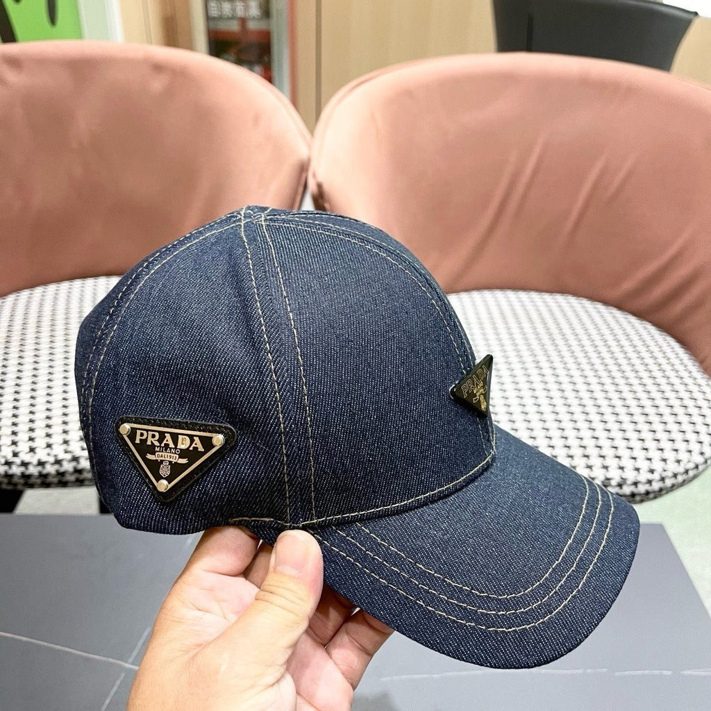Prada Baseball Cap Blue Cotton 219147