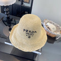 Prada Raffia Crochet Bucket Hat 221088