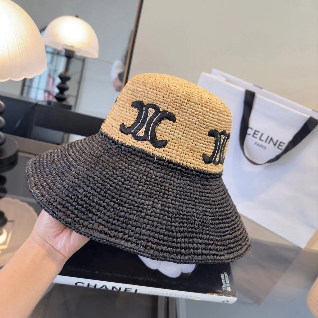 CL Raffia Black Beige Straw Hat 269031