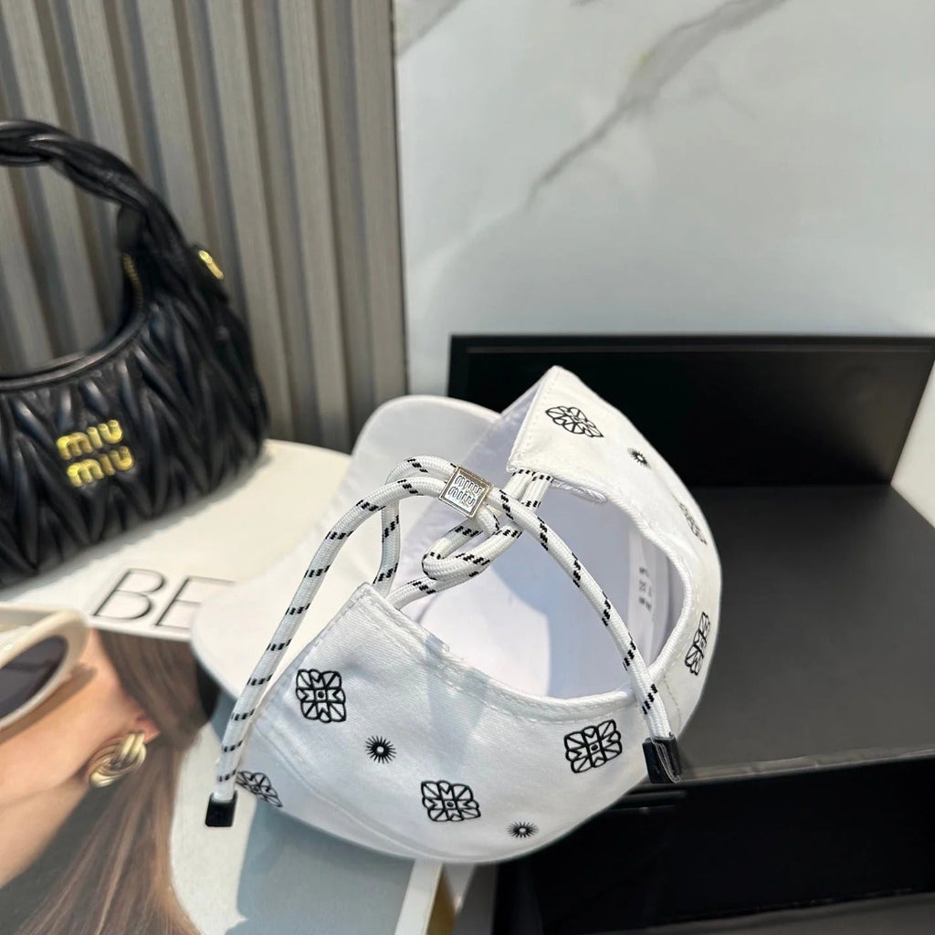 Miumiu Bandana Pattern And Embroidered Logo Hat 229398