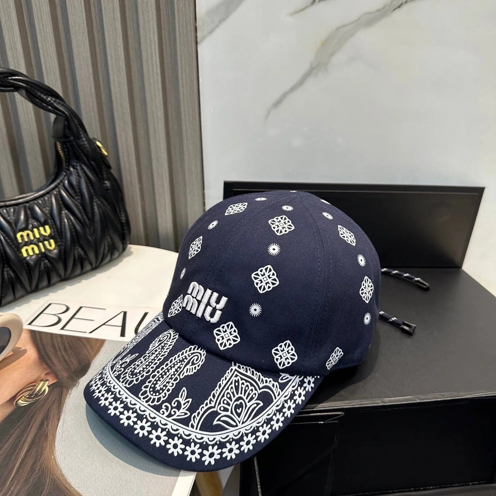 Miumiu Bandana Pattern And Embroidered Logo Hat 229398