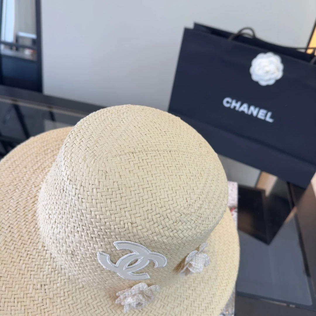 CC Straw Hat with Flower Logo 379510