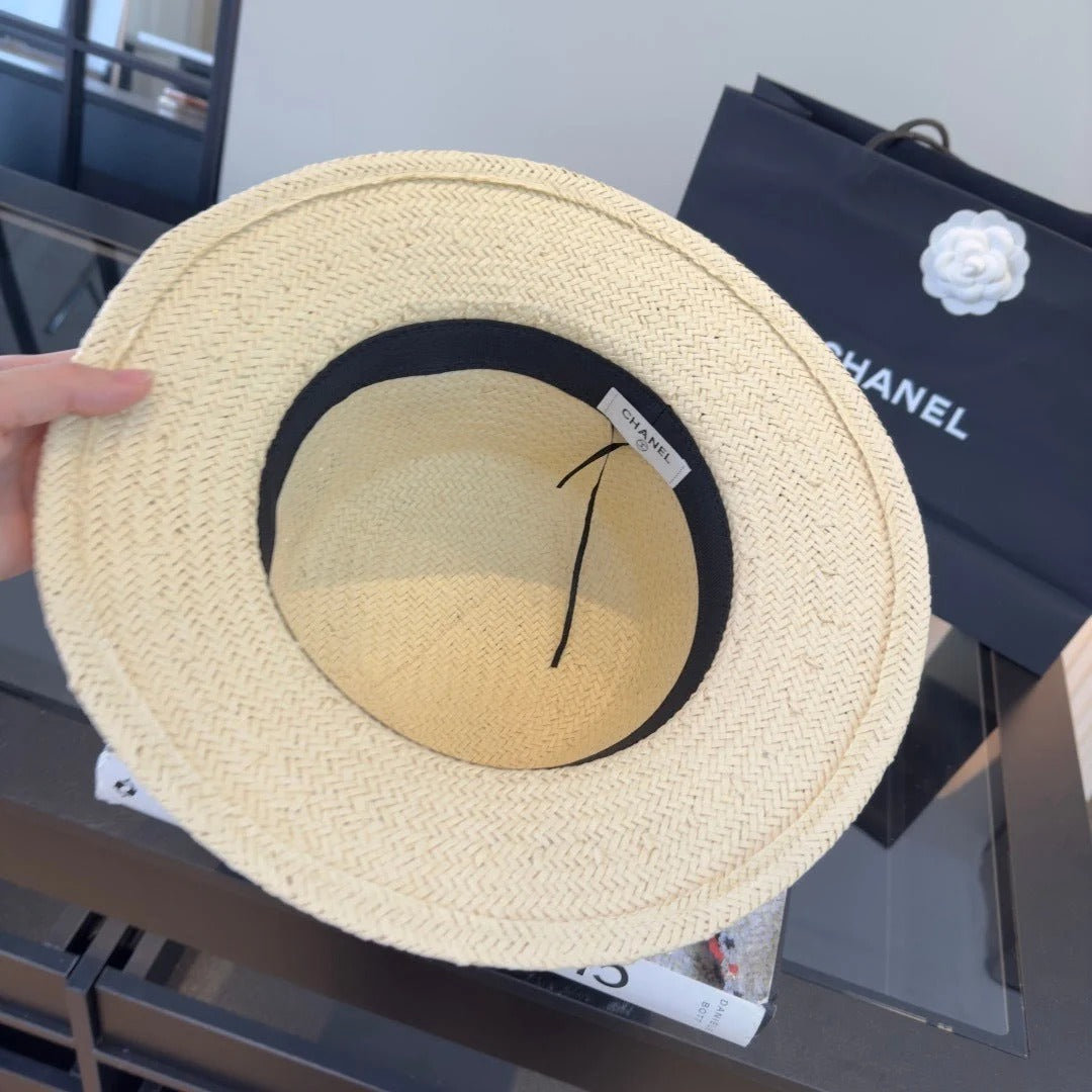 CC Straw Hat with Flower Logo 379510