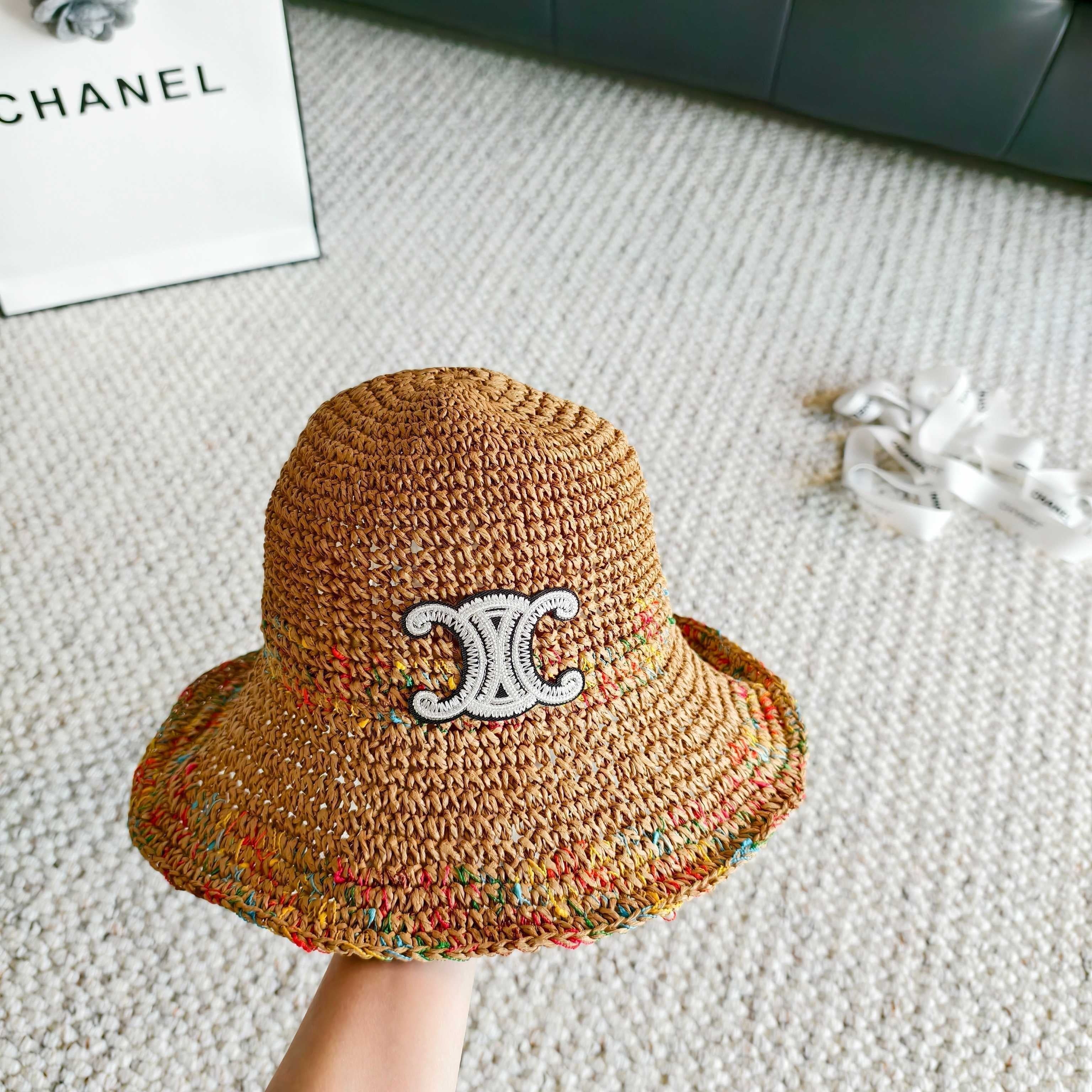 Celine Simple Bucket Hat Straw Woven 237188