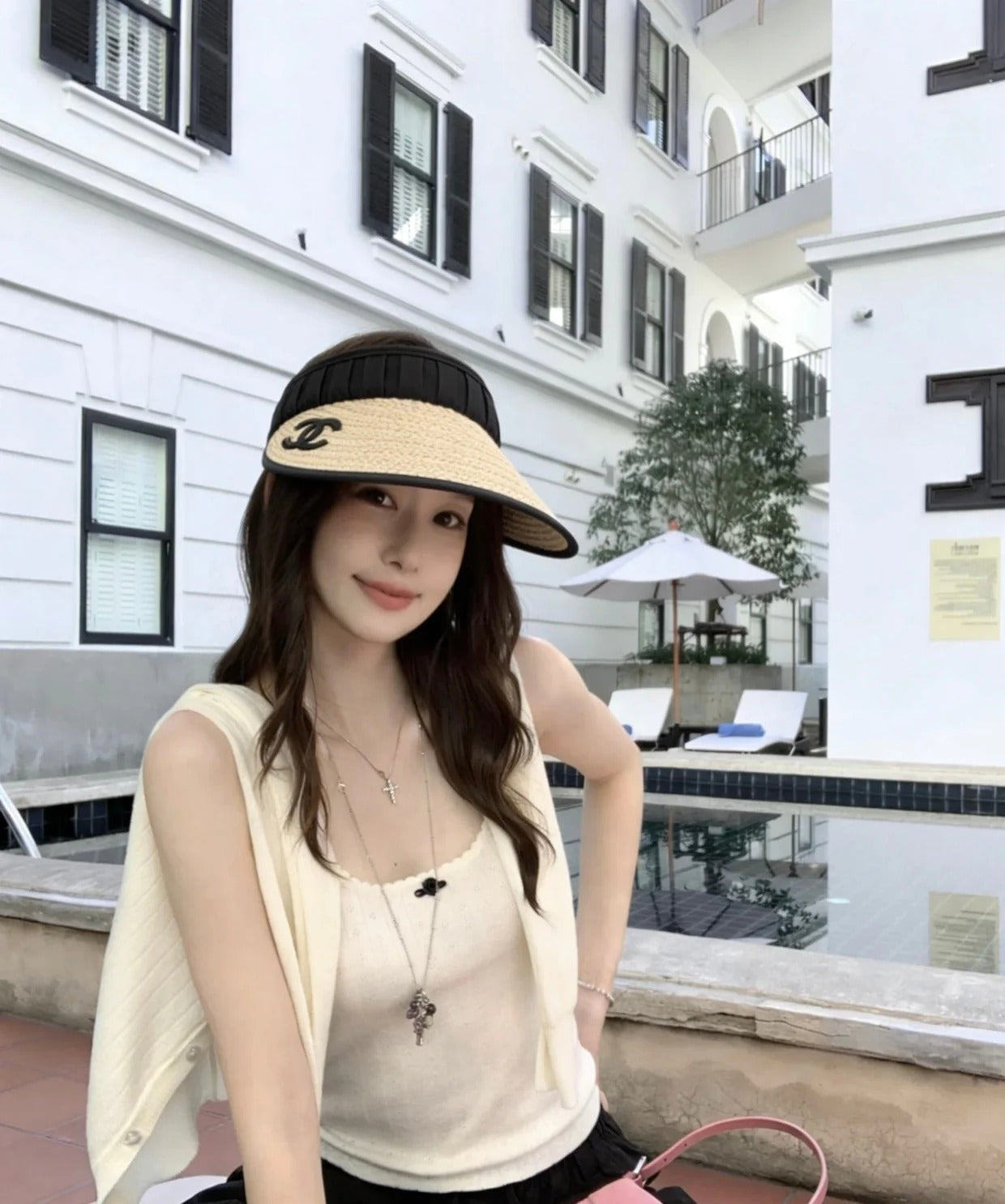 CC Straw Fabric Visor Cap 212940