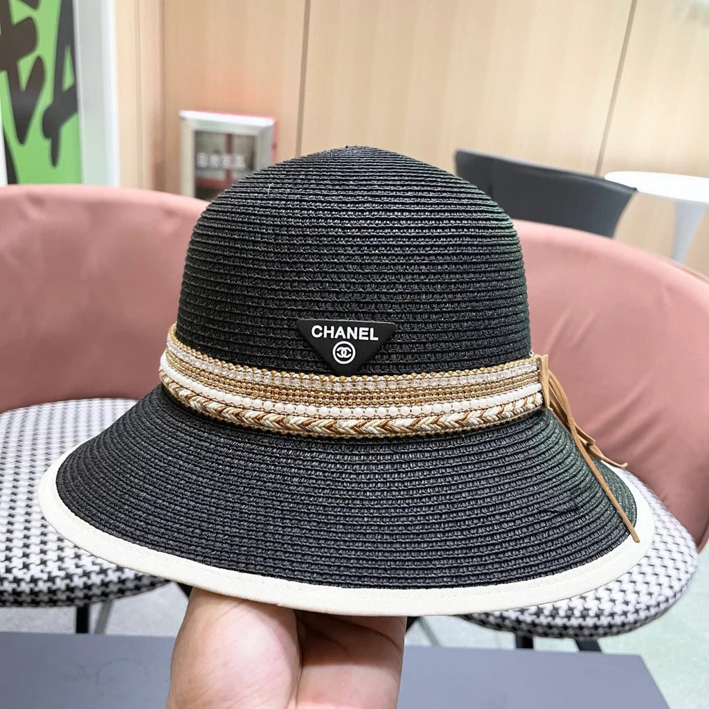 Chanel Straw Beach Hat With A Pearl Band 219073