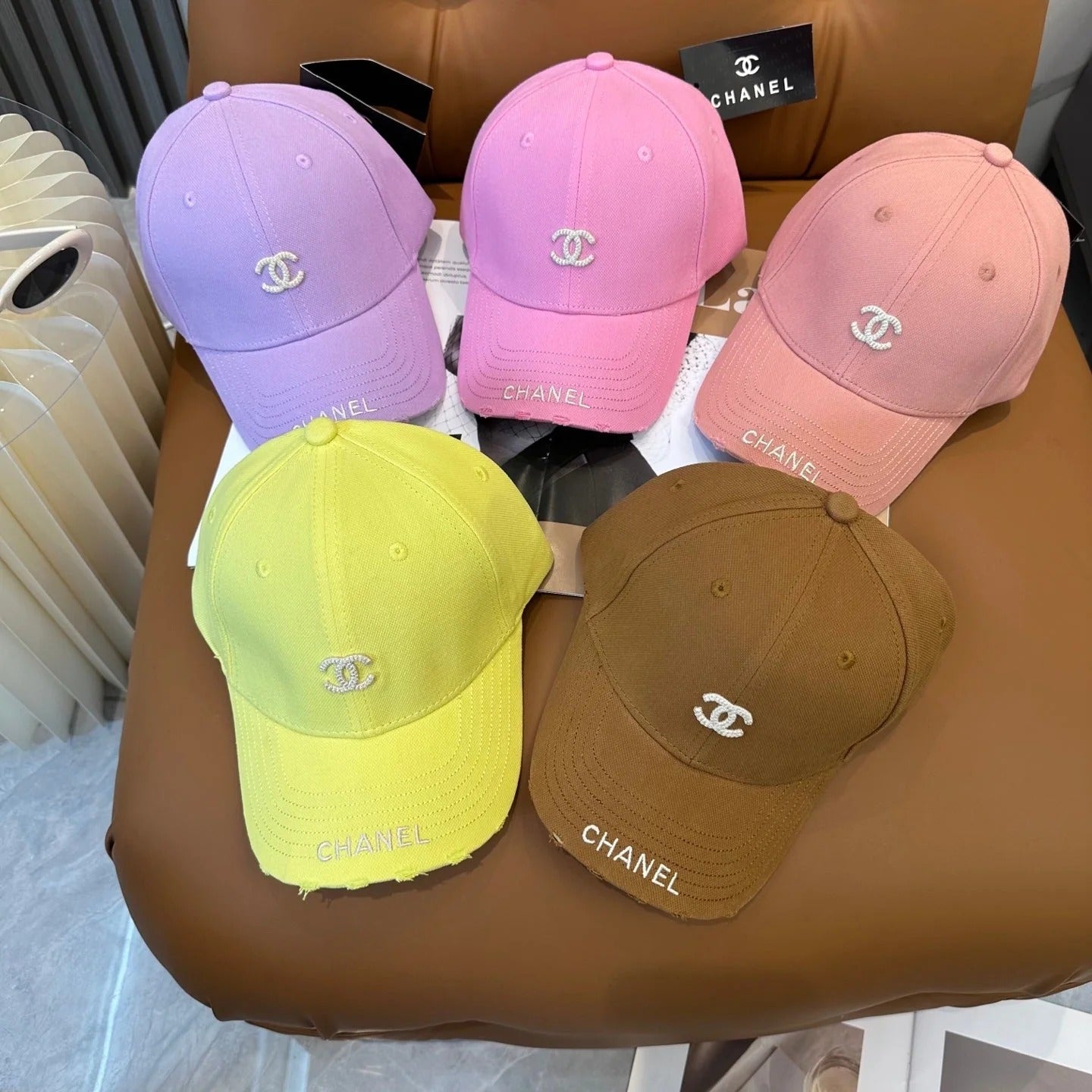 Chanel Embroidered Logo Baseball Cap Multicolor Cotton 237390