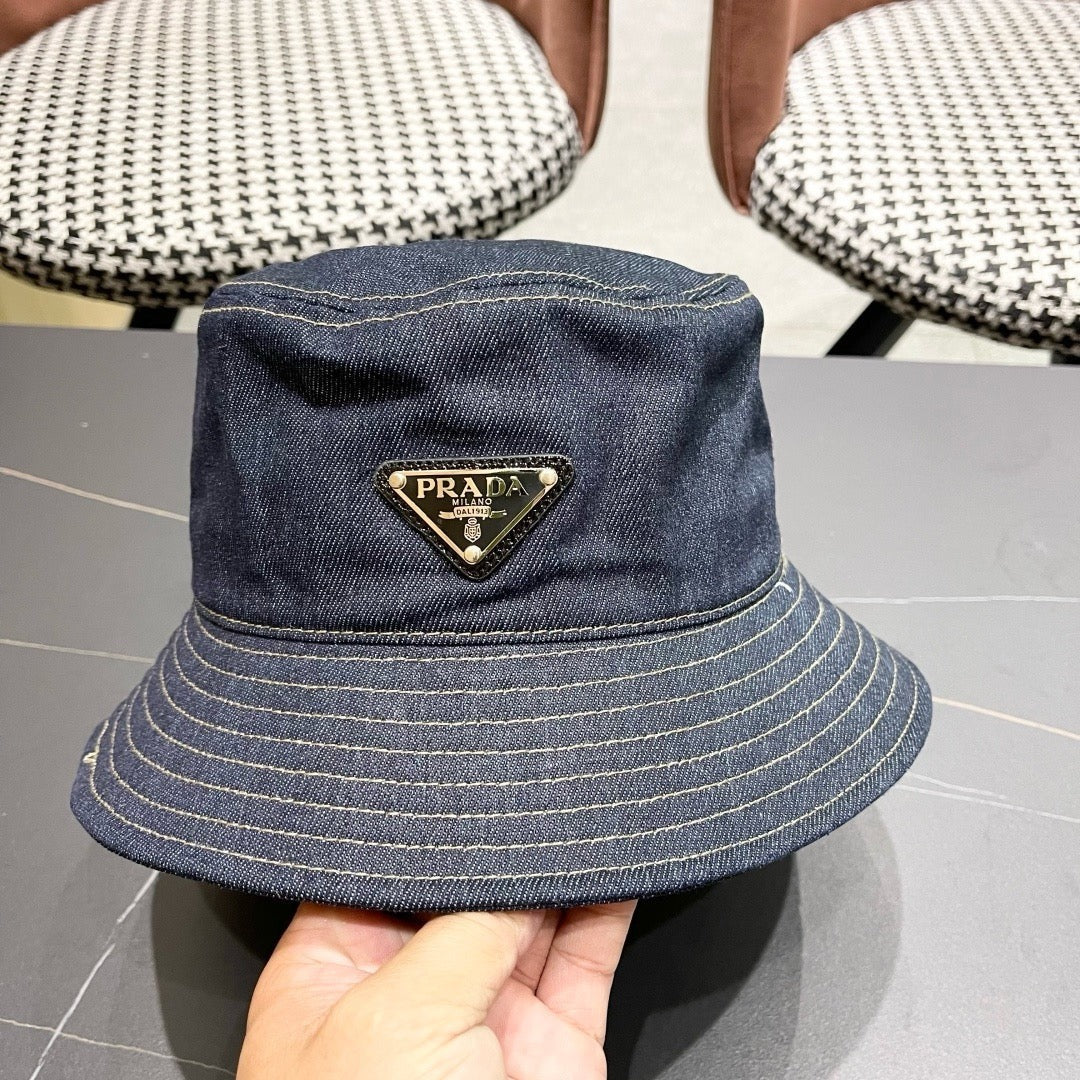 Prada Bucket Hat Blue Cotton 219148