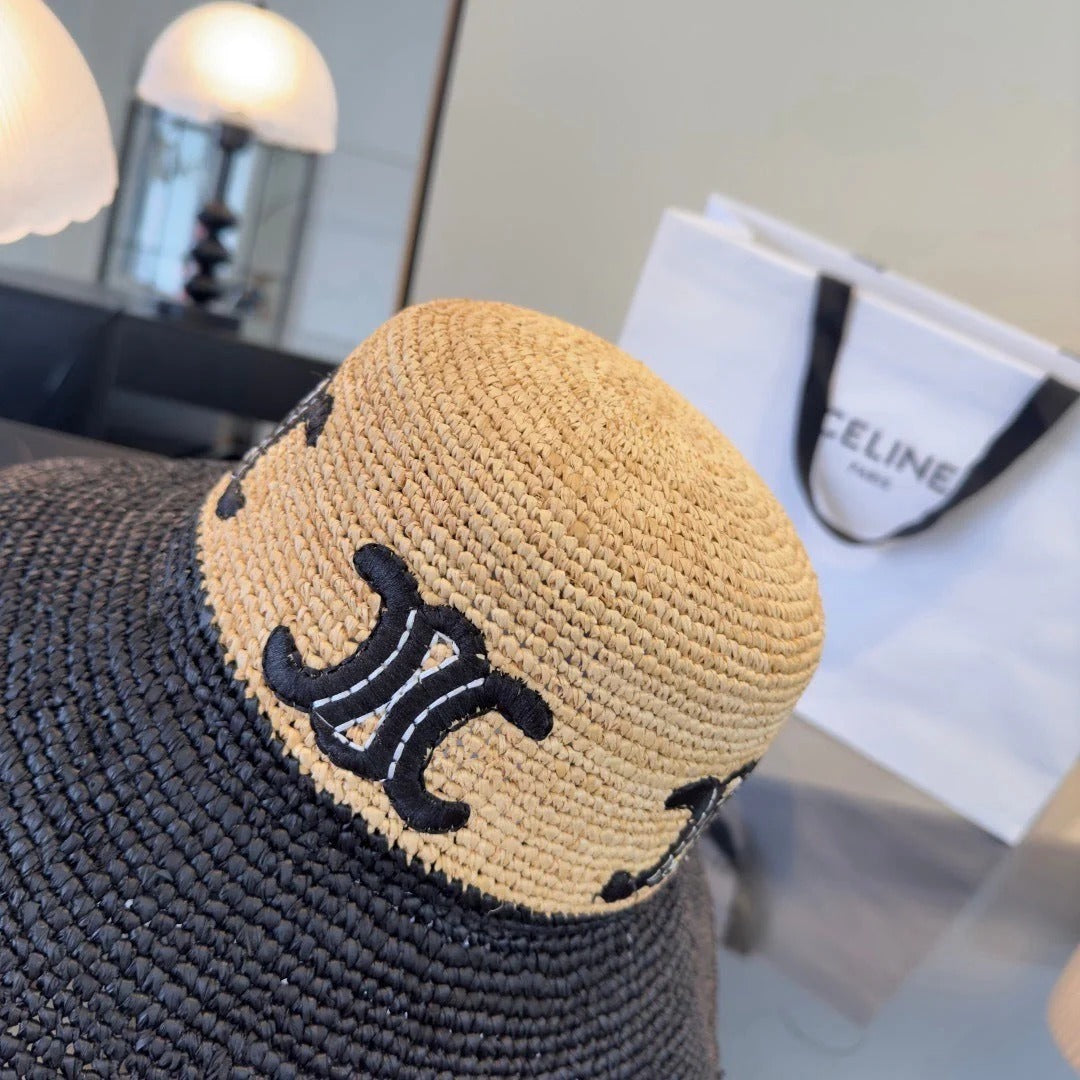 CL Raffia Black Beige Straw Hat 269031