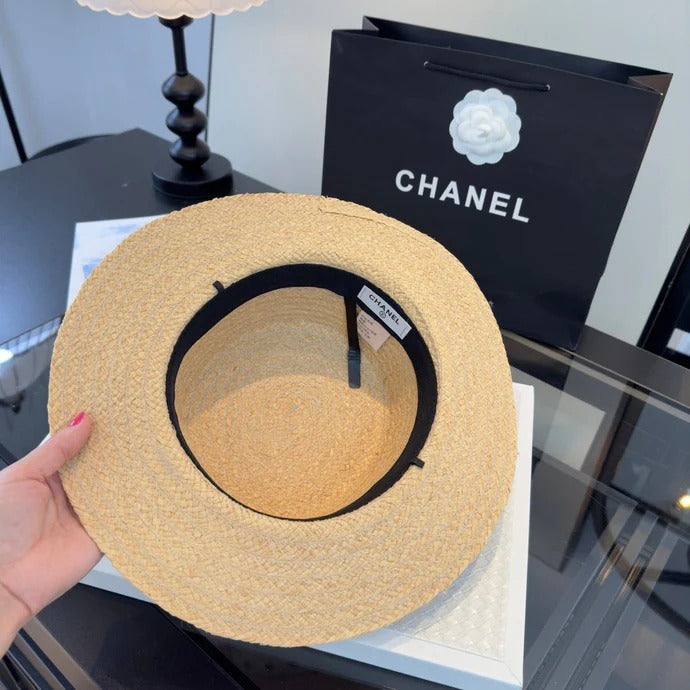 CC Dot Flat-top Straw Hat 262176