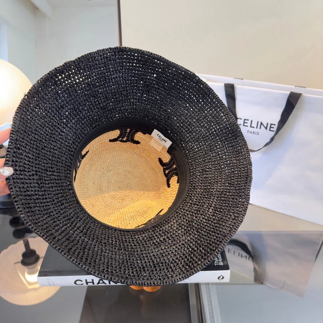 CL Raffia Black Beige Straw Hat 269031
