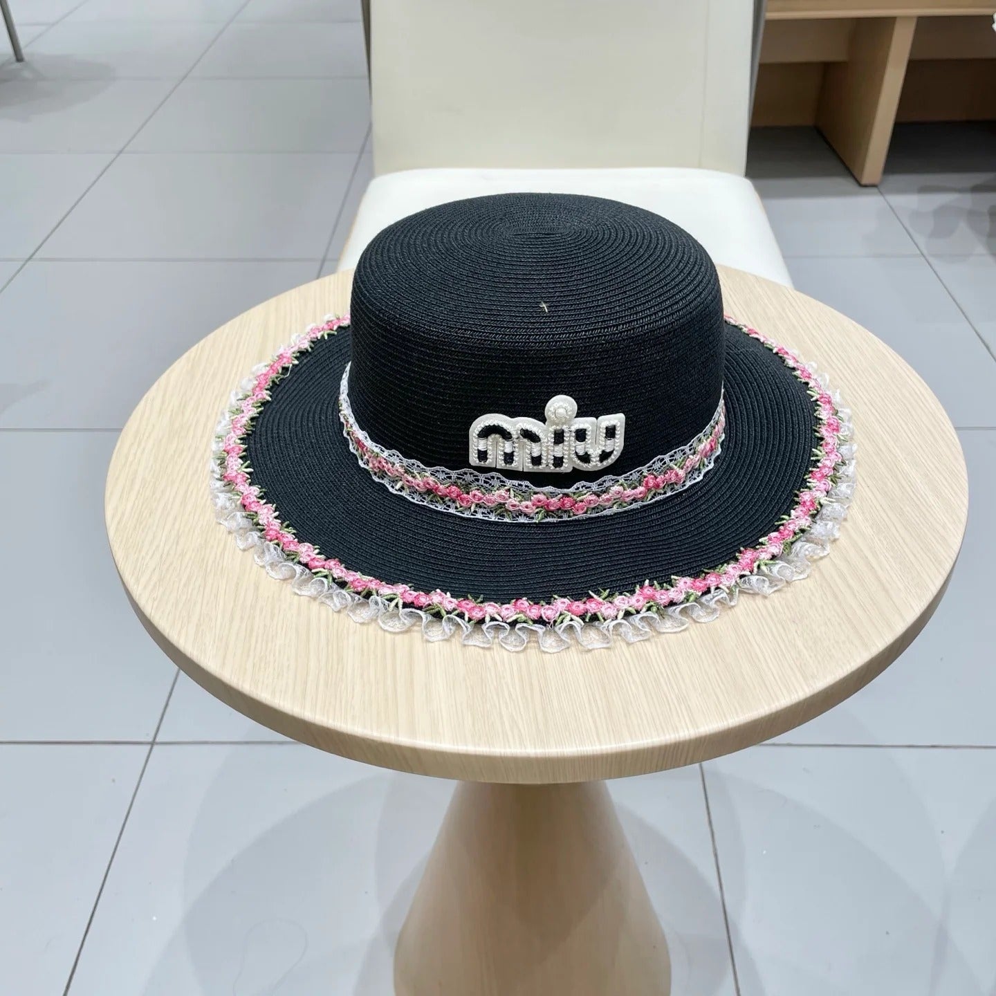 Miumiu Braided Straw-trimmed Bowl Hat 219091