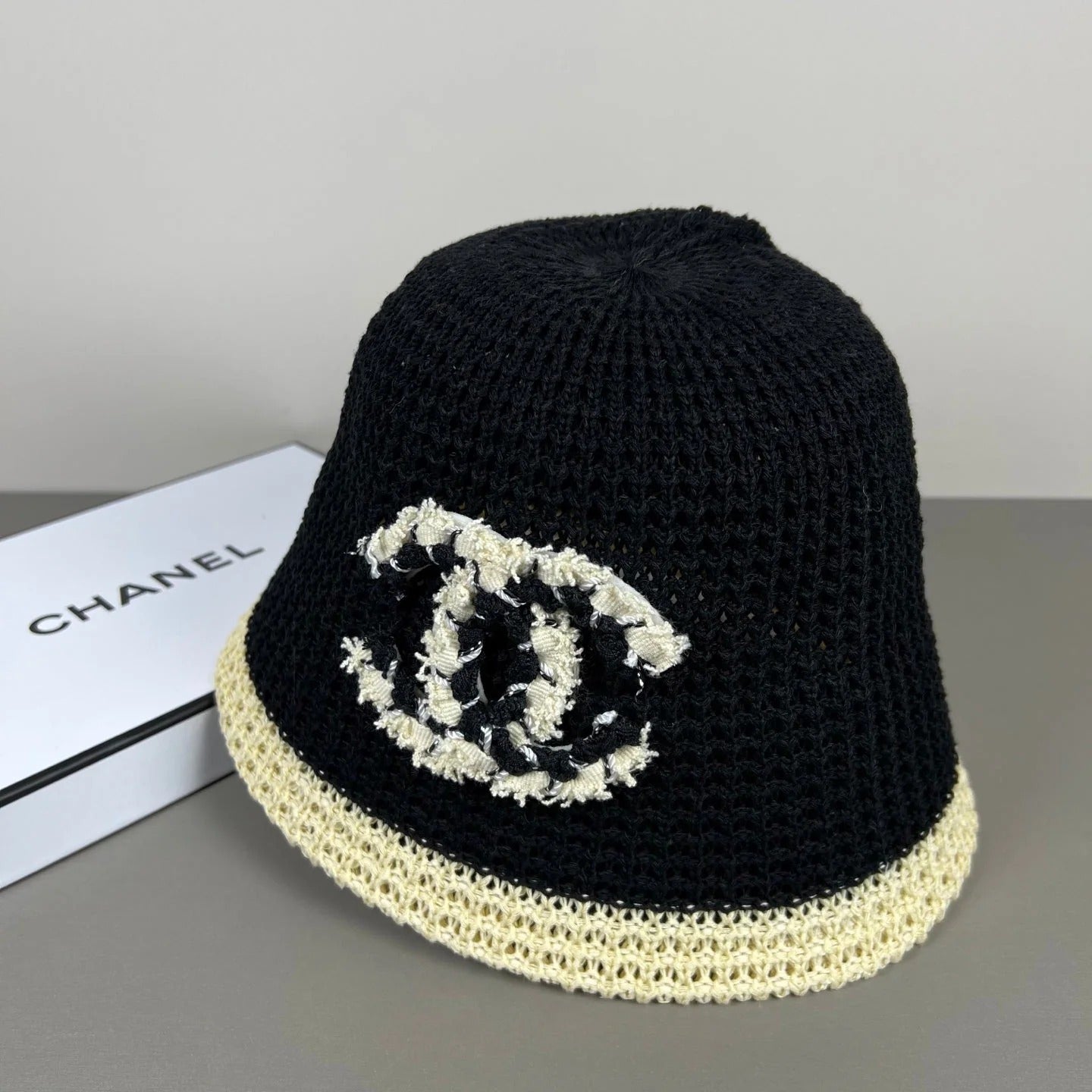 Chanel Knitted Lace Bucket Hat Wool 237353
