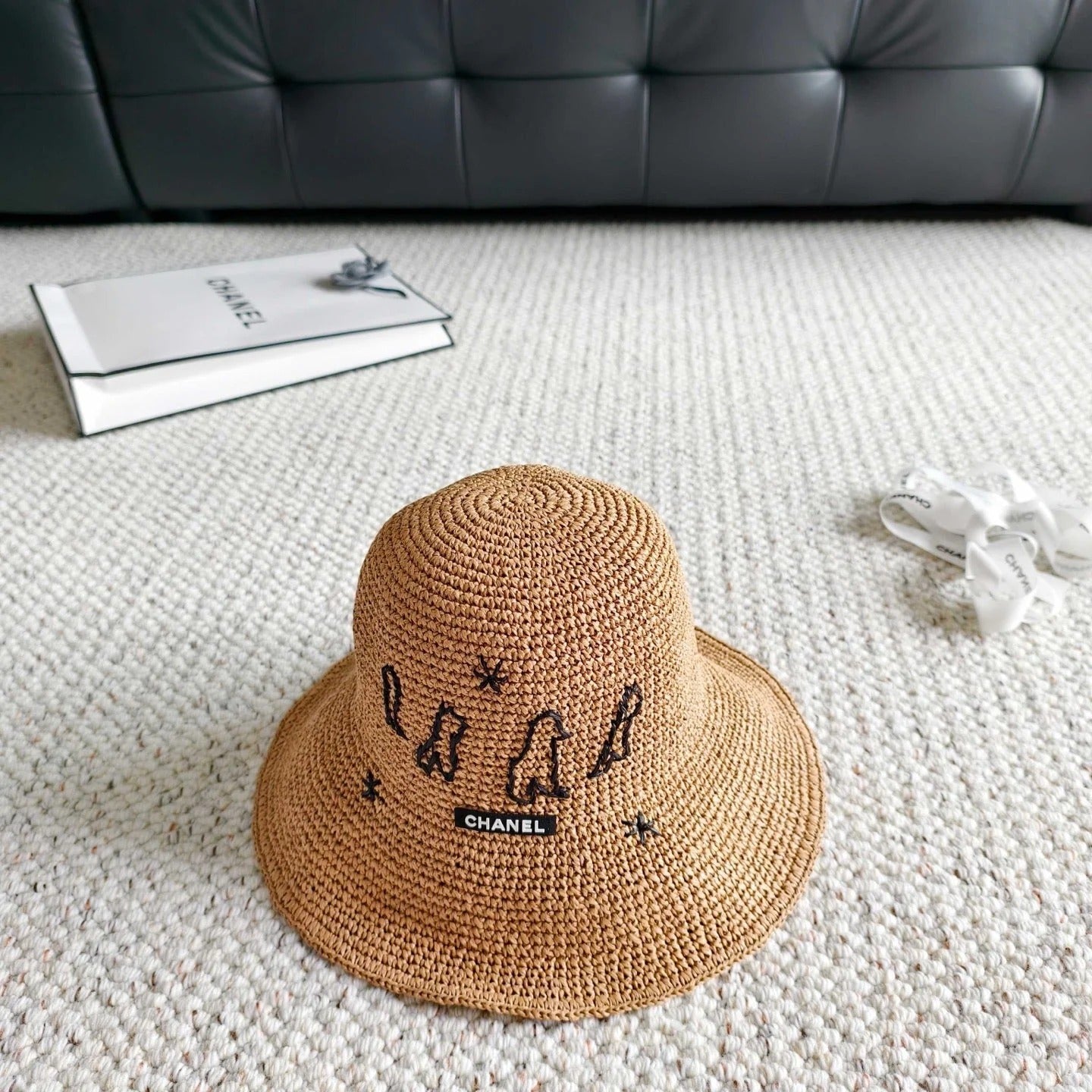 Chanel Woven Embroidered Heavy-Duty Bucket Hat 240672