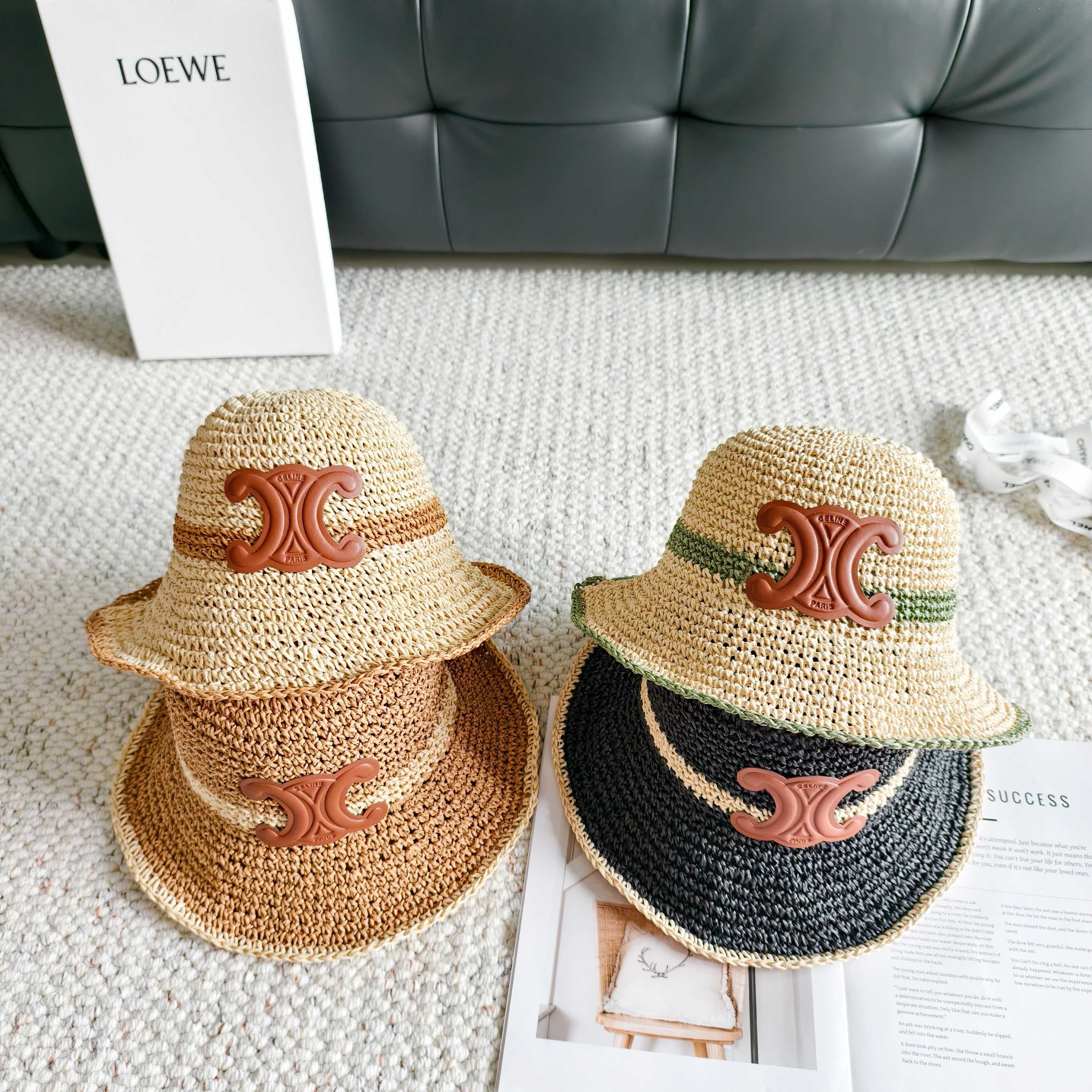 Celine Arc de Triomphe Bucket Hat Woven Leather 237207