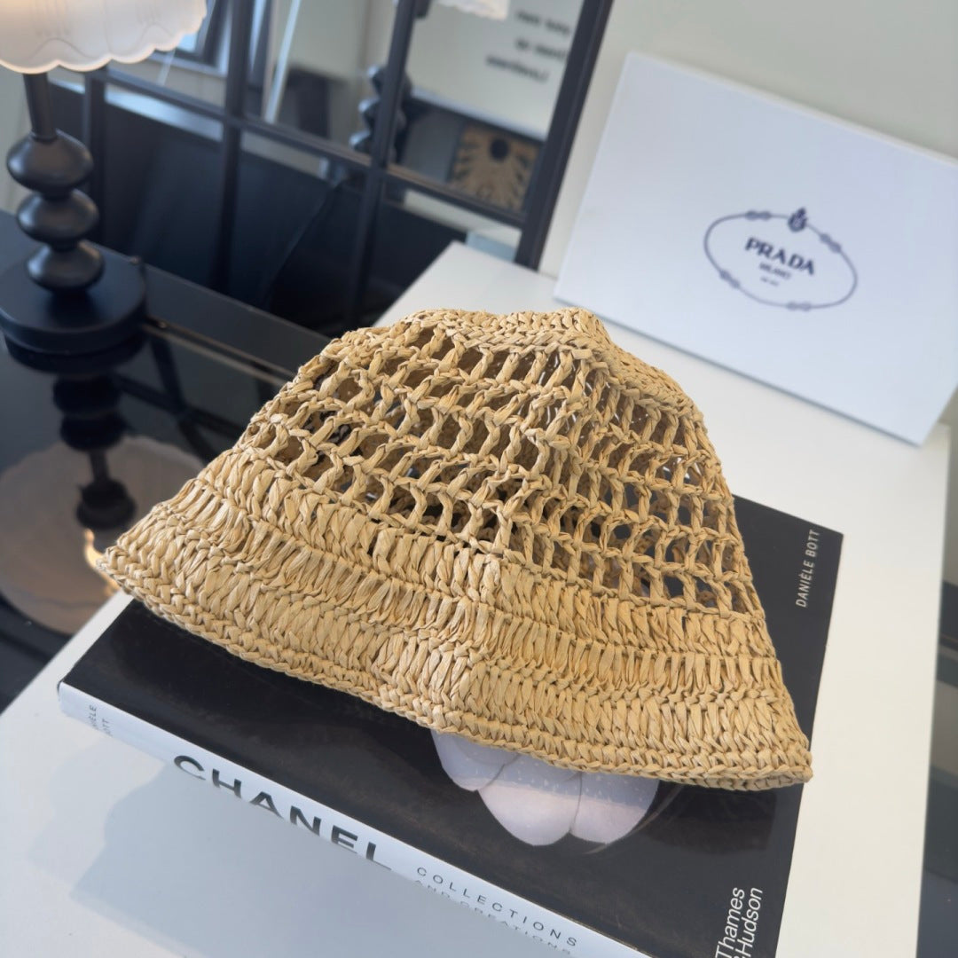 Prada Logo Straw Hat 221077