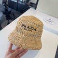 Prada Logo Straw Hat 221077