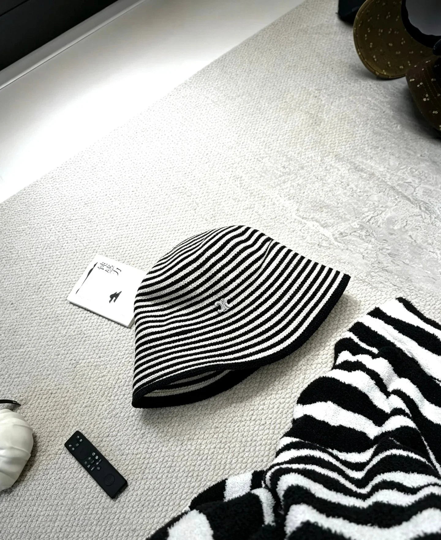 CE Black And White Striped Bucket Hat 212908