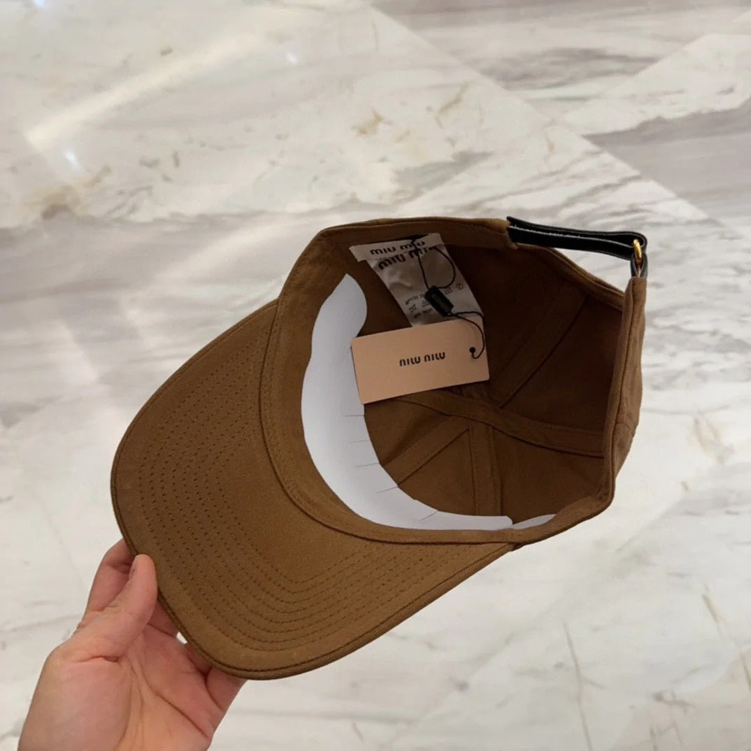 MM BASEBALL CAP IN BROWN FABRIC EMBROIDERED LOGO STYLE 6