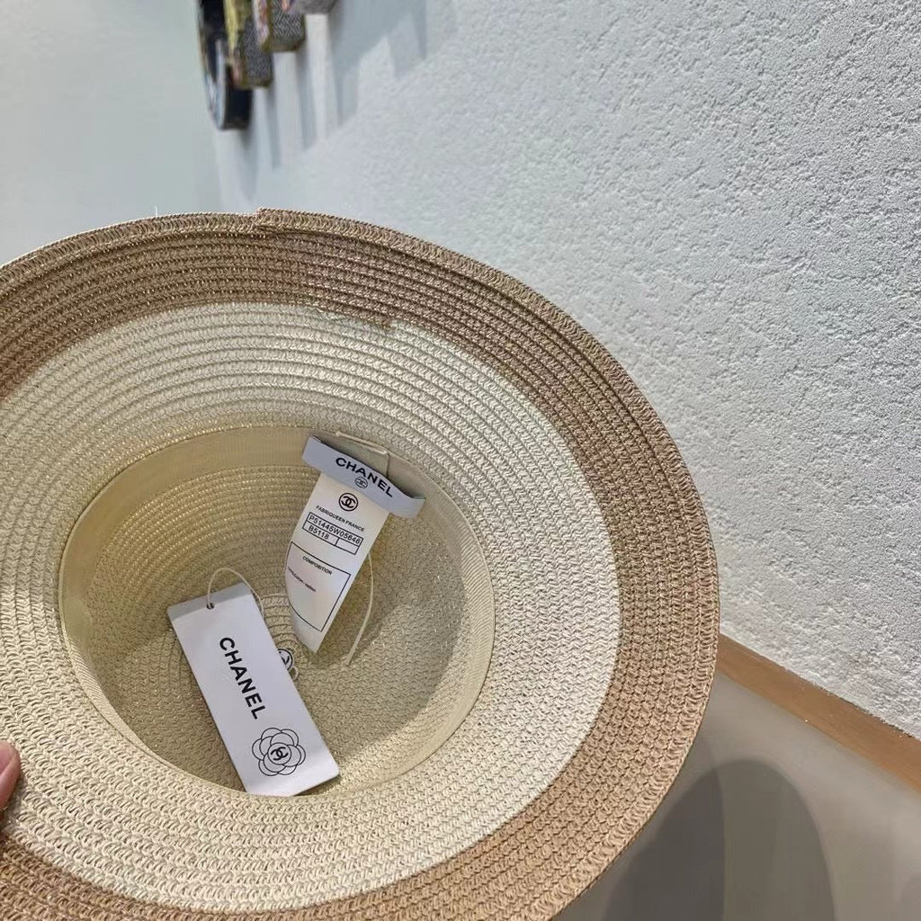 STRAW BUCKET HAT WINDSOR GREIGE WITH PEARLS 672763