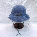 MM NEW DENIM BUCKET HAT RHINESTONE LOGO