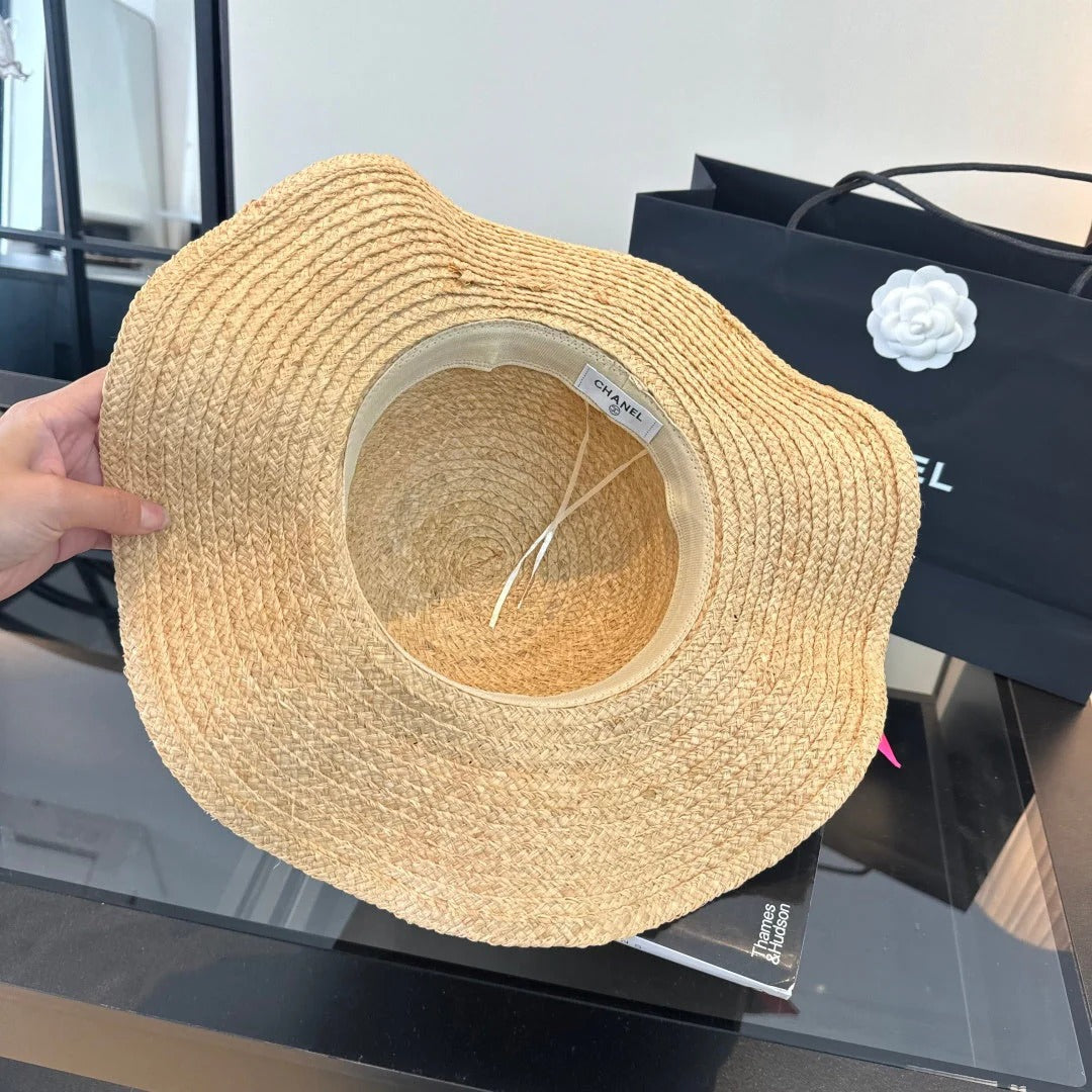 CC Straw Hat With Silk Ribbon 323571